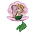 thumbnail image 3 of Mermaid Duvet Cover Set, Little Mermaid with Blonde Hair Playing Harp Romance Art Illustration, Decorative 2 Piece Bedding Set with 1 Pillow Shams, Twin Size, Pink Green, by Ambesonne, 3 of 3