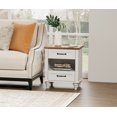 thumbnail image 3 of White Nightstand with Charging Station for Bedroom, Wood End Table for Living Room Kids room, 3 of 7
