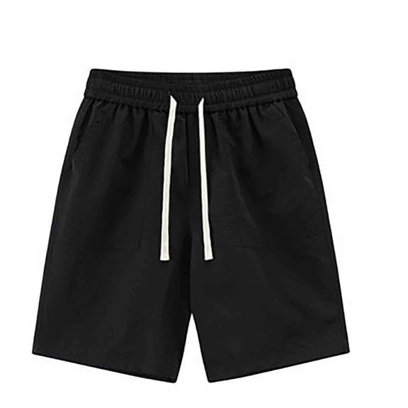 hoksml Men's Lightweight Casual Shorts Elastic Waist Drawstring Shorts with Side Pockets for Summer Daily Wear