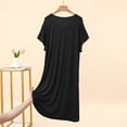 thumbnail image 6 of Pafei Tyugd Nightshirts for Women Soft Breathable Short Sleeve Mini Nightdress Lightweight Casual Round Neck Pajama Dress Ladies Nightgowns Loungewear Black 2XL, 6 of 7