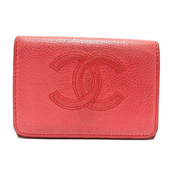 Pre-Owned Chanel A70796 CC Mark Compact Trifold wallet salmon pink (Good)