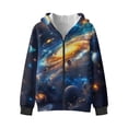 thumbnail image 4 of Uorisanigo Zip-Up Hoodie Sweatshirt Velvet Lined Boys & Girls Long Sleeve Sweatshirt Universe Planet Pullover Tops with Front Pocket Spring Autumn Casual Clothing, 4 of 8