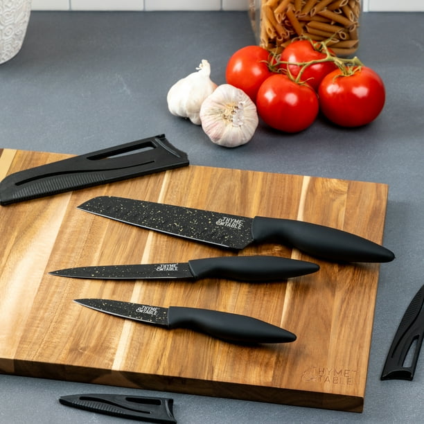 Thyme & Table Black Speckled Knife Set