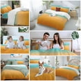 thumbnail image 6 of Turquoise Orange Duvet Cover Set Queen Size Stripe Gradient Soft Lightweight Comforter Covers 4 Piece Bedding Set with 1 Duvet Cover 1 Bed Sheet & 2 Pillow Shams, 6 of 8
