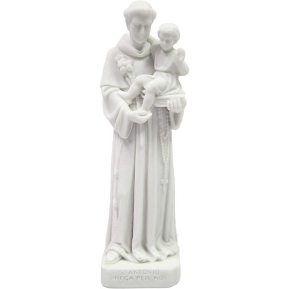 6" Saint St Anthony De Padua White Statue Sculpture Vittoria Collection Made in Italy
