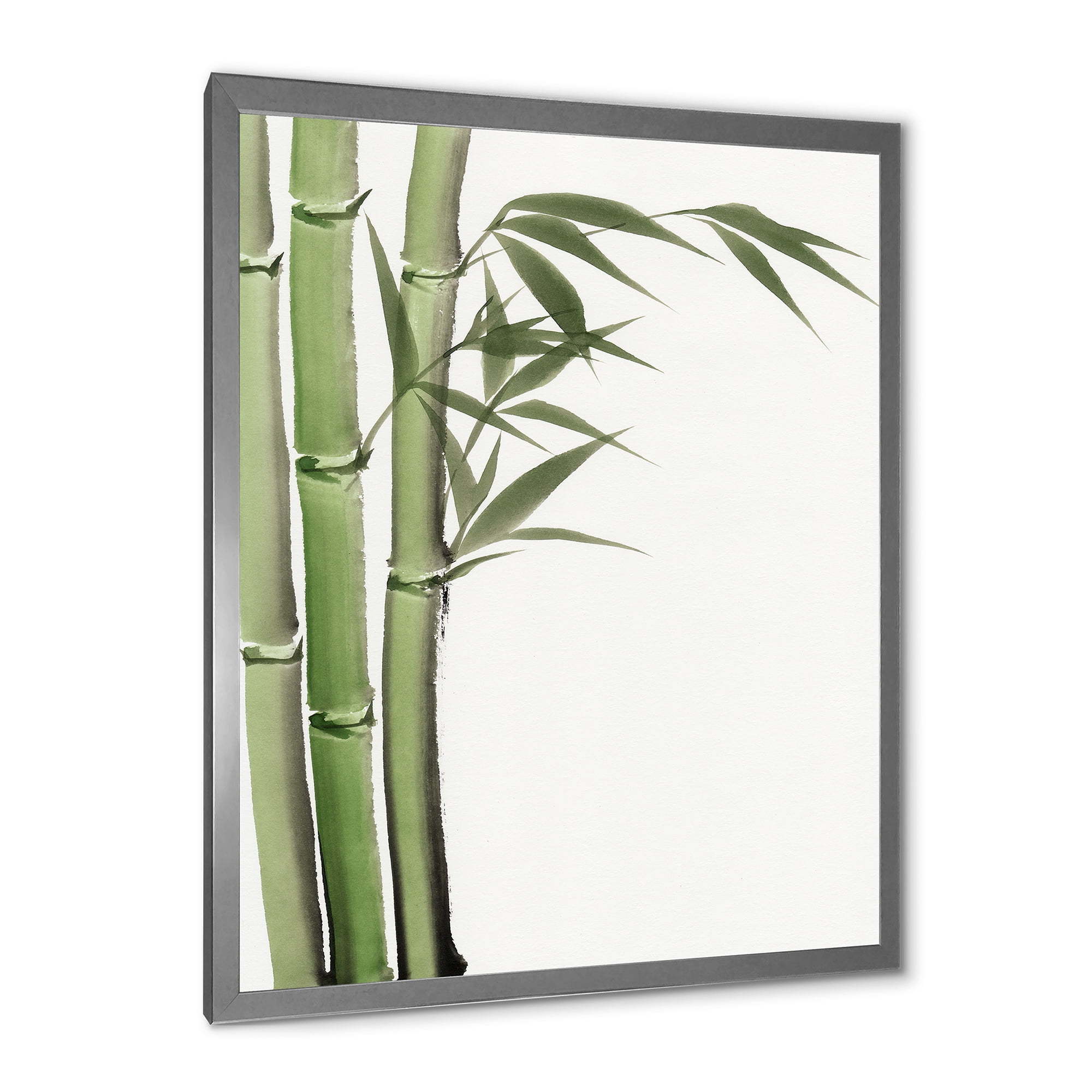 Designart 'Detail of Dark Green Bamboo and Leaves IV' Traditional Framed Art Print