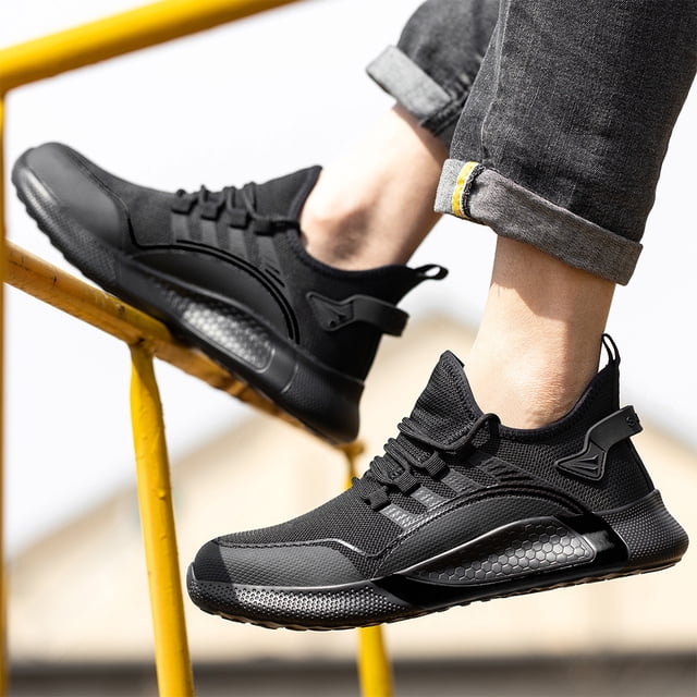 Zapatos de seguridad en el trabajo Zapatos ligeros de seguridad en el trabajo con punta de acero cómoda para mujeres y hombres (39 negro)