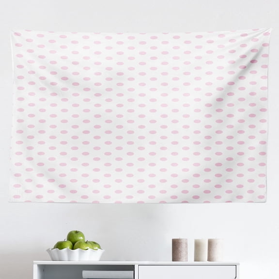 Pink Polka Dots Tapestry, Spots Repeating and Plain Pattern Concept Pastel Background, Fabric Wall Hanging Decor for Bedroom Living Room Dorm, 2 Sizes, Pale Pink and Rose, by Ambesonne