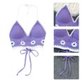 thumbnail image 2 of Hollowed Out Crocheted Beach Bikini Bras Vests for Women Bohemian Knitted Flower Halterneck Backless Crop Top Camisole, 2 of 8