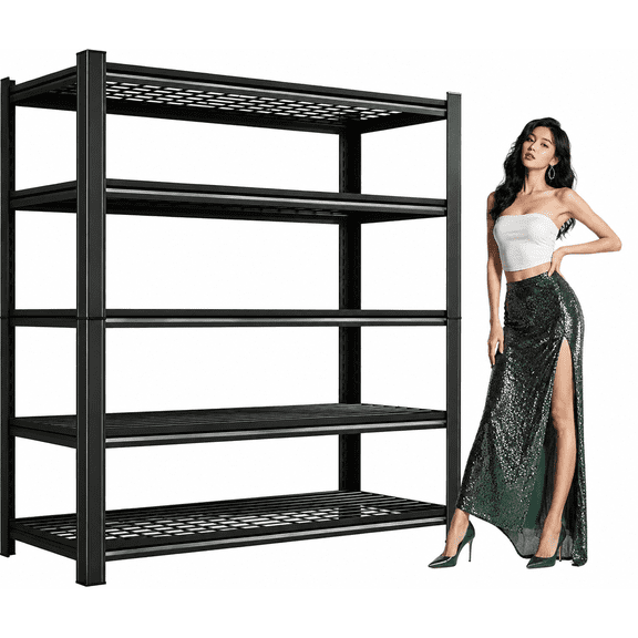 3000 LBS Heavy Duty Adjustable Black Wire Shelving, 72" H Garage Shelving Unit, 35.4" W x 15.7" D Wire Storage Rack for Basement, Pantry