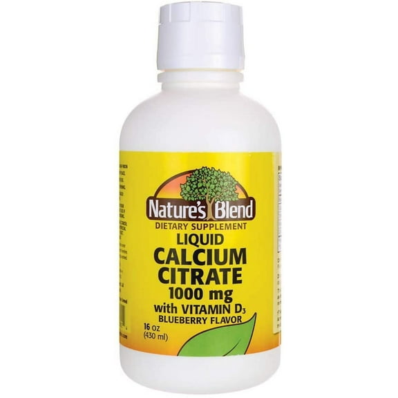 Nature's Blend Liquid Calcium Citrate 1000mg with D3 16 fl oz Liquid Blueberry