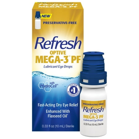 REFRESH OPTIVE MEGA-3® PF Lubricant Eye Drops Preservative-Free Artificial Tears, 0.33 fl oz (10mL)