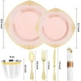 thumbnail image 2 of 350 PCS Pink and Gold Plastic Plates Plastic Dinnerware Set for 50 Guests 100 Disposable Plates 150 Sierwares 50 Cups 50 Napkins for Party Wedding Graduation, 2 of 14