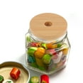 thumbnail image 2 of 6 Pcs Glass Jar Sealing Lid Cover for Water Cup Wood Straw Holes Reusable Canning Lids, 2 of 6