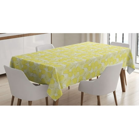 

Abstract Tablecloth Soft Tone Repetitive Pattern of Leaves Inspired Motifs in Monochrome Rectangle Satin Table Cover for Dining Room and Kitchen 52 X 70 Yellow and Pale Yellow by Ambesonne