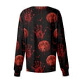 thumbnail image 6 of Domzest Halloween Scrub Jacket for Women Button Front Pumpkin Ghost Bat Graphic Nurse Uniform Funny Scrub Top Deep Red M, 6 of 6