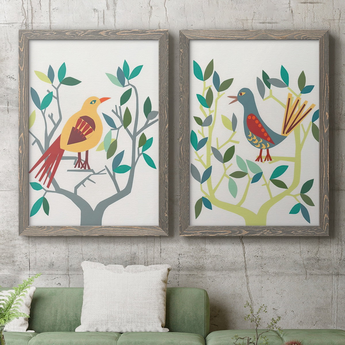Whitty Bird III - Premium Framed Canvas 2 Piece Set - Ready to Hang