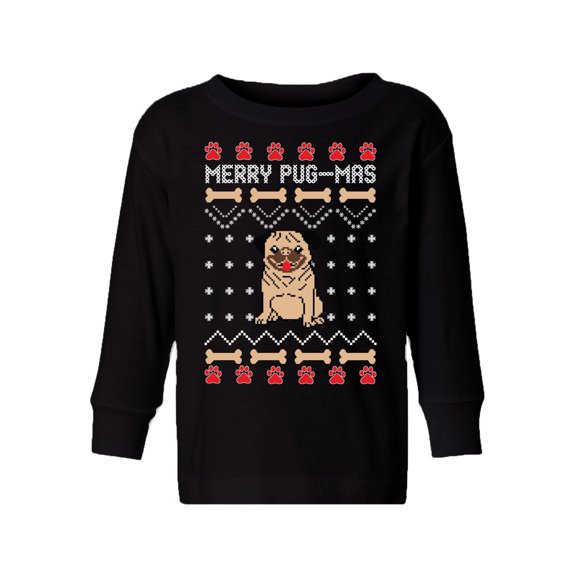 Awkward Styles Christmas Long Sleeve Shirt for Boys Girls Toddler Merry Pugmas Dog Pattern Shirt