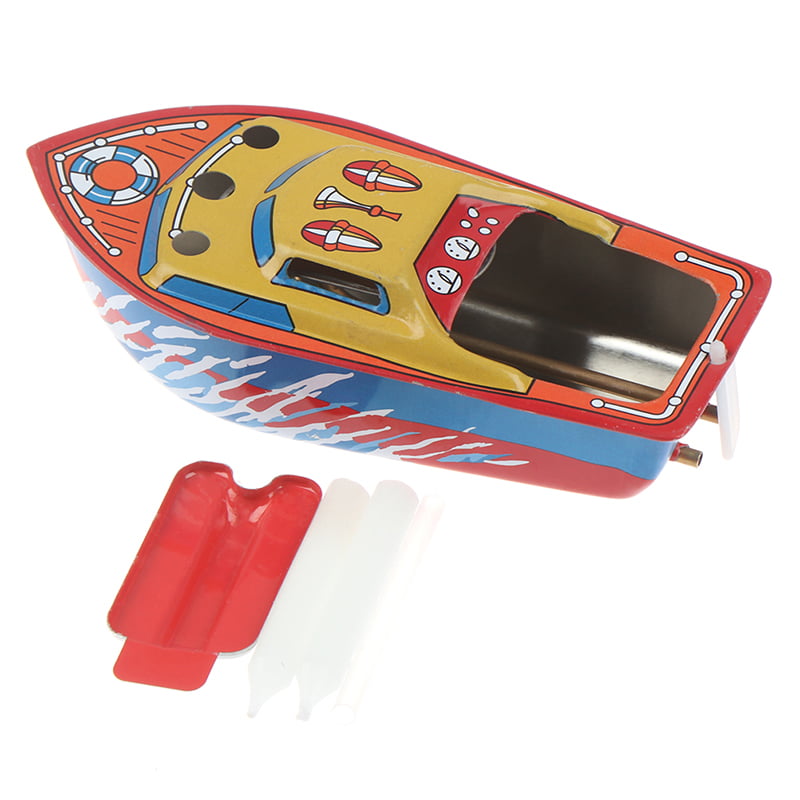 2x TIN TOY POP POP CANDLE POWERED BOATS INCLUDES 4 FUEL CANDLES  STEAM BOAT 