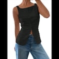 thumbnail image 2 of Camiseta de Tirantes para Mujer, , con Botones, Asimétrica, Estilo Y2K, para Salir. Negro XL, 2 of 9