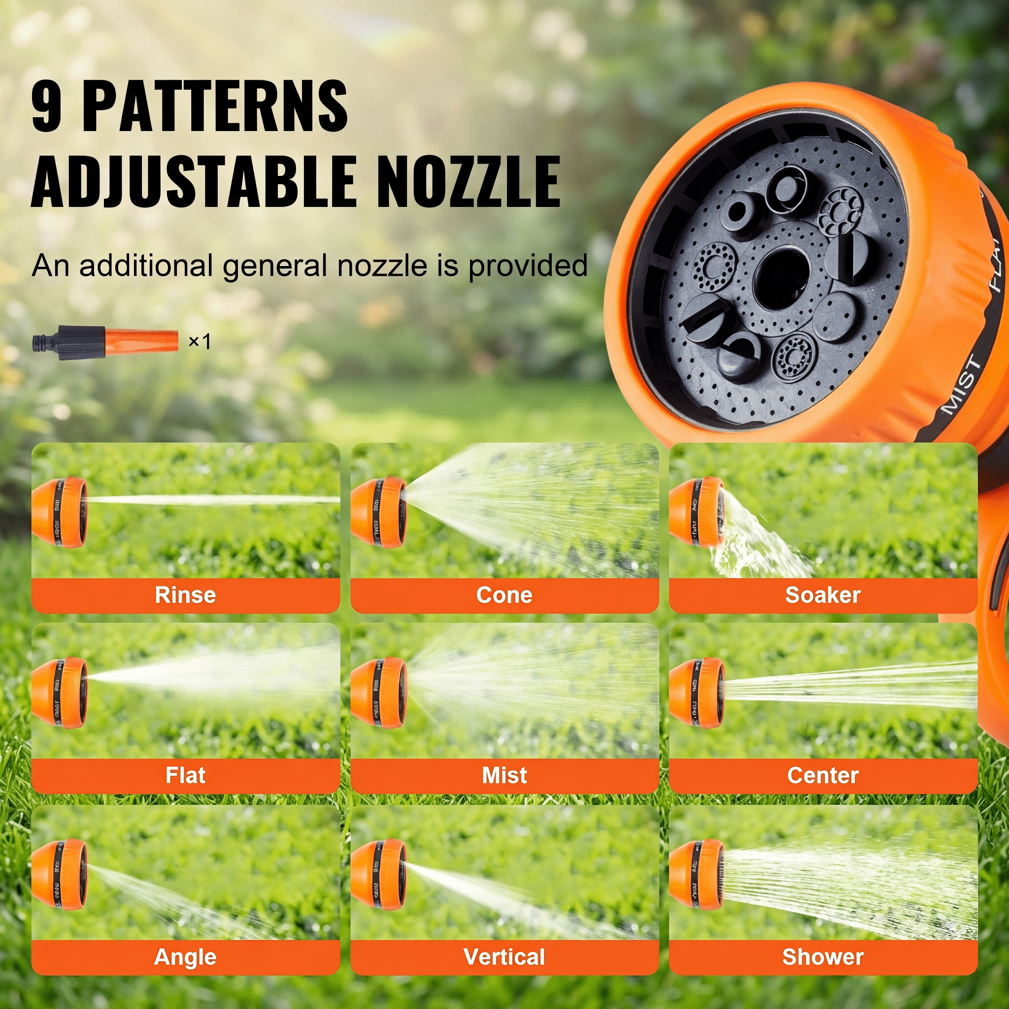 Retractable Hose Reel 65 ft x 5/8 inch, Wall-Mounted Garden Hose Reel with 180° Swivel Bracket, 9-Pattern Nozzle, Automatic Rewind, Lock at Any Length, Slow Return System