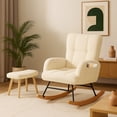 thumbnail image 6 of CloudRest Pro Oversized Nursery Rocking Chair with Ottoman, Cozy Accent Chair for Nursery/Bedroom/Living Room, Beige, 6 of 7