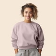 thumbnail image 4 of Dalix Heart Embroidered Fleece Relaxed Boxy Fit Long Sleeve Crewneck Sweatshirt Womens in Blush XL X-Large, 4 of 5