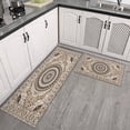 thumbnail image 3 of Boho Light Brown Pattern Kitchen Rugs and Mats Sets Of 2, Funny Kitchen Decoration Rubber Backing Non-Slip Absorbent Mats for Sink Waterproof Runner Rug for Laundry Room 17x30+17x48inch, 3 of 7