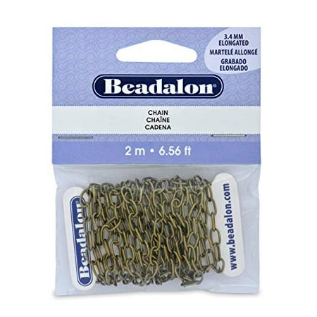 - Beadalon - Metal Chain - Elongated Cable - Antique Brass Color - 3.4mm