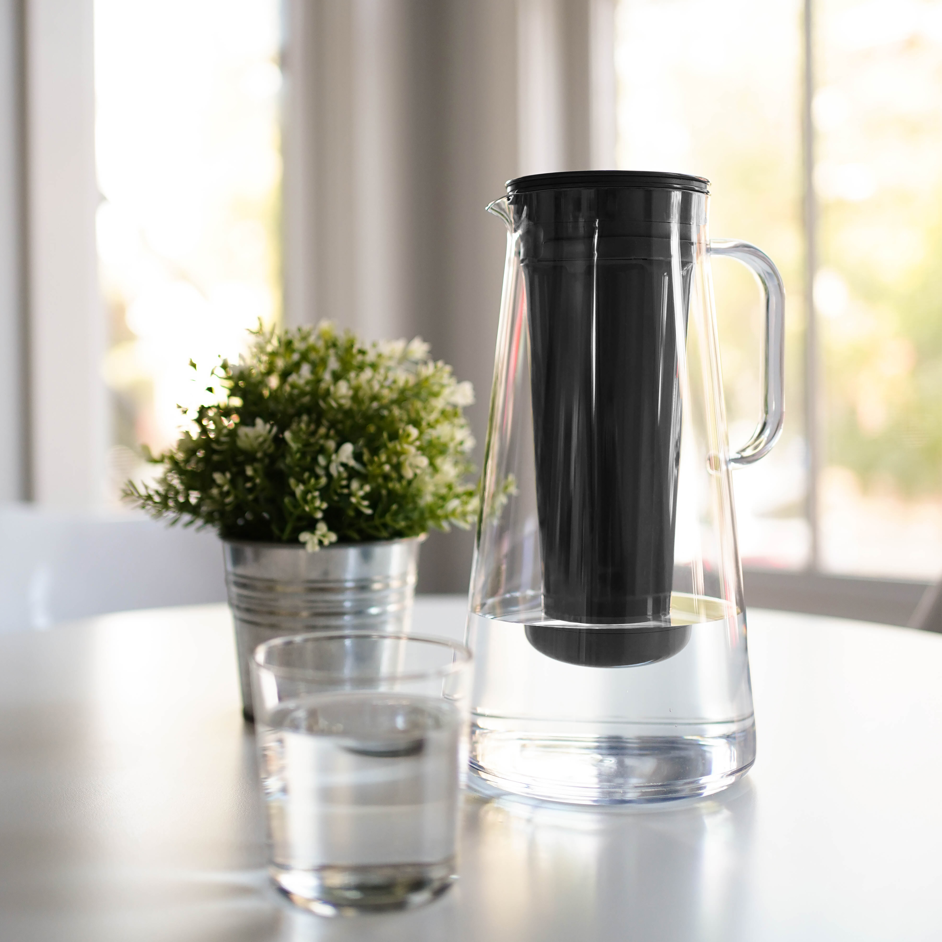 LifeStraw Home Water Filter Pitcher 10-Cup Sleek Design, Gray Filter Accent