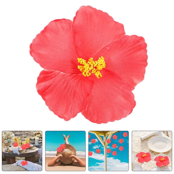 BESTYASH 15Pcs Realistic Red Artificial Hibiscus Flowers Faux Flowers for Hawaiian Party Decor