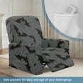 thumbnail image 2 of SCRAWLGOD Halloween Bat Spider Web Print Gray 4 Pieces Recliner Chair Cover with Side Storage Pocket, Stretchy Fitted Non Slip Reclining Chair Slipcover, Machine Washable Recliner Cover, 2 of 7