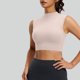 thumbnail image 4 of Basic White Tank Top Mujeres de Cuello Alto de Malla de Doble Cara Que Absorbe Golpes Yoga Top, Body Shaping Tank Tops para Mujeres con Taza Fija, 4 of 8
