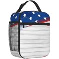 thumbnail image 2 of Insulated Lunch Bag Bottle Pouch Holder Large Thermal Cooler Bag For Adult Leakproof Bag For Adult Work, Camping, Picnic (American Flag Wooden Pattern), 2 of 6