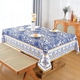 thumbnail image 6 of Blue and White Table Cloth Rectangle Table 60 X 84 Inch, Tablecloths for 6 Foot Rectangle Tables, Outdoor Tablecloth for Parties, Waterproof Fabric Oblong Polyester Tablecloths, 6 of 6