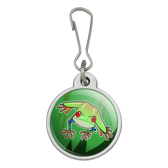 Tree Frog on Leaf Jacket Handbag Purse Luggage Backpack Zipper Pull Charm