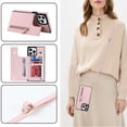 thumbnail image 2 of SaniMore Case for iPhone 15 Pro with Card Slots, PU Leather Zipper Wallet Crossbody Lanyard Flip Kickstand Full-body Protective Retro Shockproof Cover for Girls Women, Pink, 2 of 11