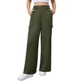 thumbnail image 4 of Uvplove Womens High Waisted Wide Leg Cargo Pants Baggy Casual Work Trousers with 4 Pockets,Army Green,M, 4 of 9