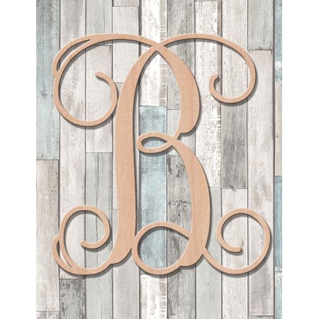 16 Vine Script Wood Mongram Single Letter Wall Decor B