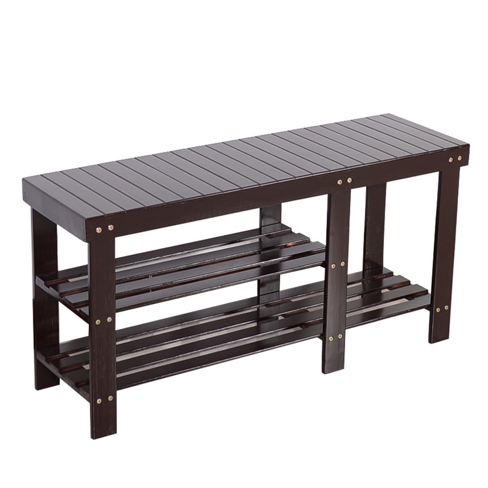 UBesGoo Bamboo Shoe Rack Storage Bench Seat Organizer Entryway Coffee