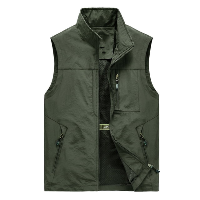 Birdeem Mens Work Clothes Jacket Solid Color Stand Collar Multiple Pockets Outdoor Sports Photography Leisure Coat