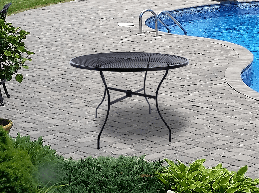 Arlington House Wrought Iron Outdoor 42" Round Dining Table, Charcoal