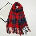 thumbnail image 2 of TEAJOPSUU Winter Scarf for Women Men Soft Faux Wool Tassel Scarf Winter Scarf Fashion Scarfs Colorful Plaid Long Shawl Large Scarves Christmas Gifts B-Red, 2 of 5