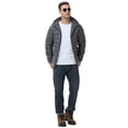 thumbnail image 3 of Muvtei Men's Puffer Jacket Hooded Windproof Full Zip Casual Coat Warm Water Resistant Jacket Lightweight Winter Outerwear Grey-L, 3 of 10