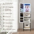 thumbnail image 2 of LVSOMT 3 LEDs Mirror Jewelry Cabinet, 60.4" Jewelry Mirror Full Length, Standing Lockable Jewelry Armoire Organizer, Floor Mirror with Storage for Jewelry Cosmetics, 2 of 4
