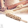 thumbnail image 3 of Gustave 3D Christmas Wooden Rolling Pin Embossing Roller Pins Wood Embossing Embossed XMAS Pattern for Cookies Baking Kitchen Tool (Bell, 17"), 3 of 9