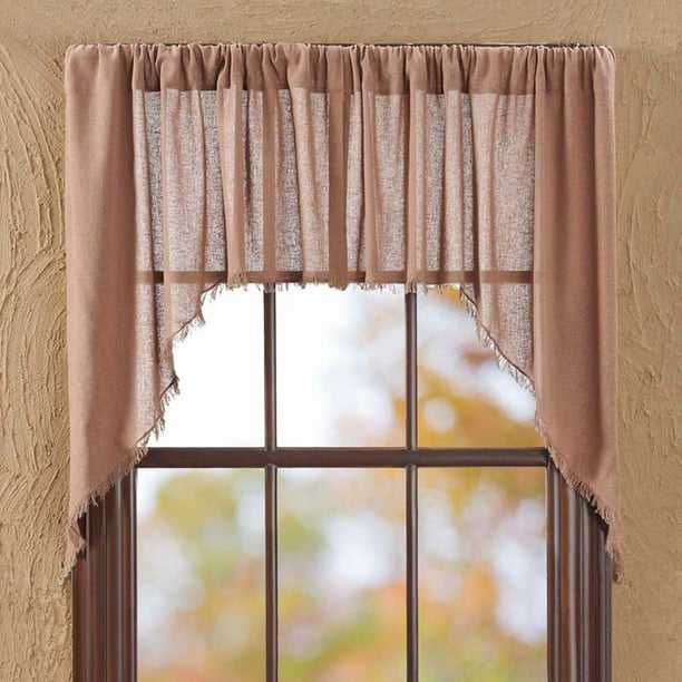VHC Rustic & Lodge Farmhouse Kitchen Window Curtains - Tobacco Cloth