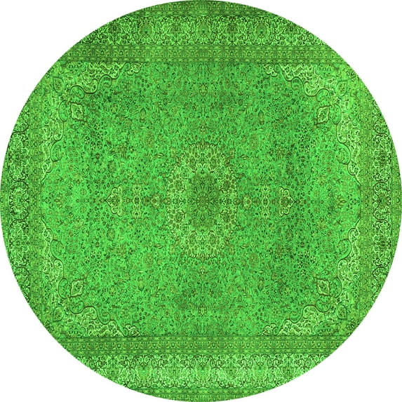 Ahgly Company Indoor Round Persian Green Traditional Area Rugs, 5' Round