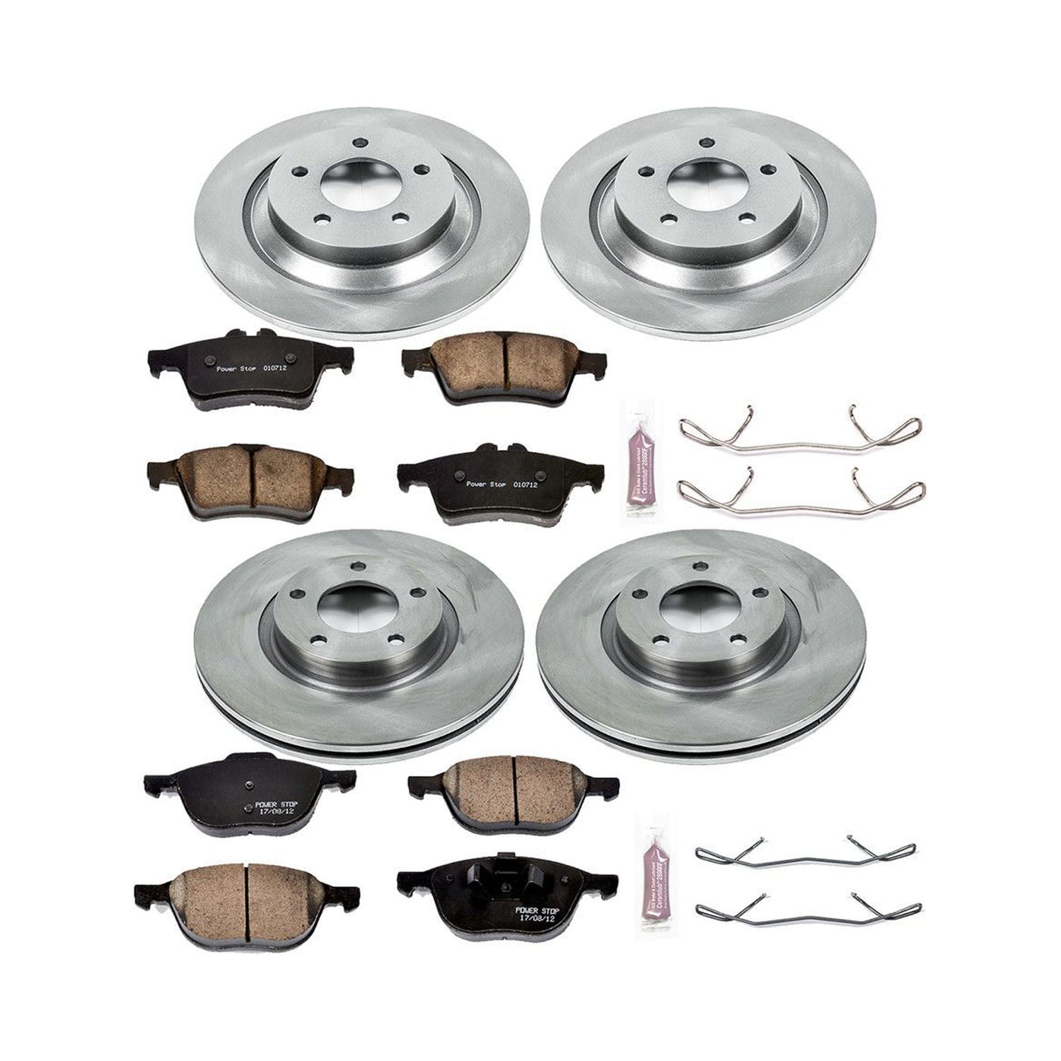 Power Stop Front and Rear Stock Replacement Brake Pad and Rotor Kit KOE5804 Fits 2012 Mazda 5