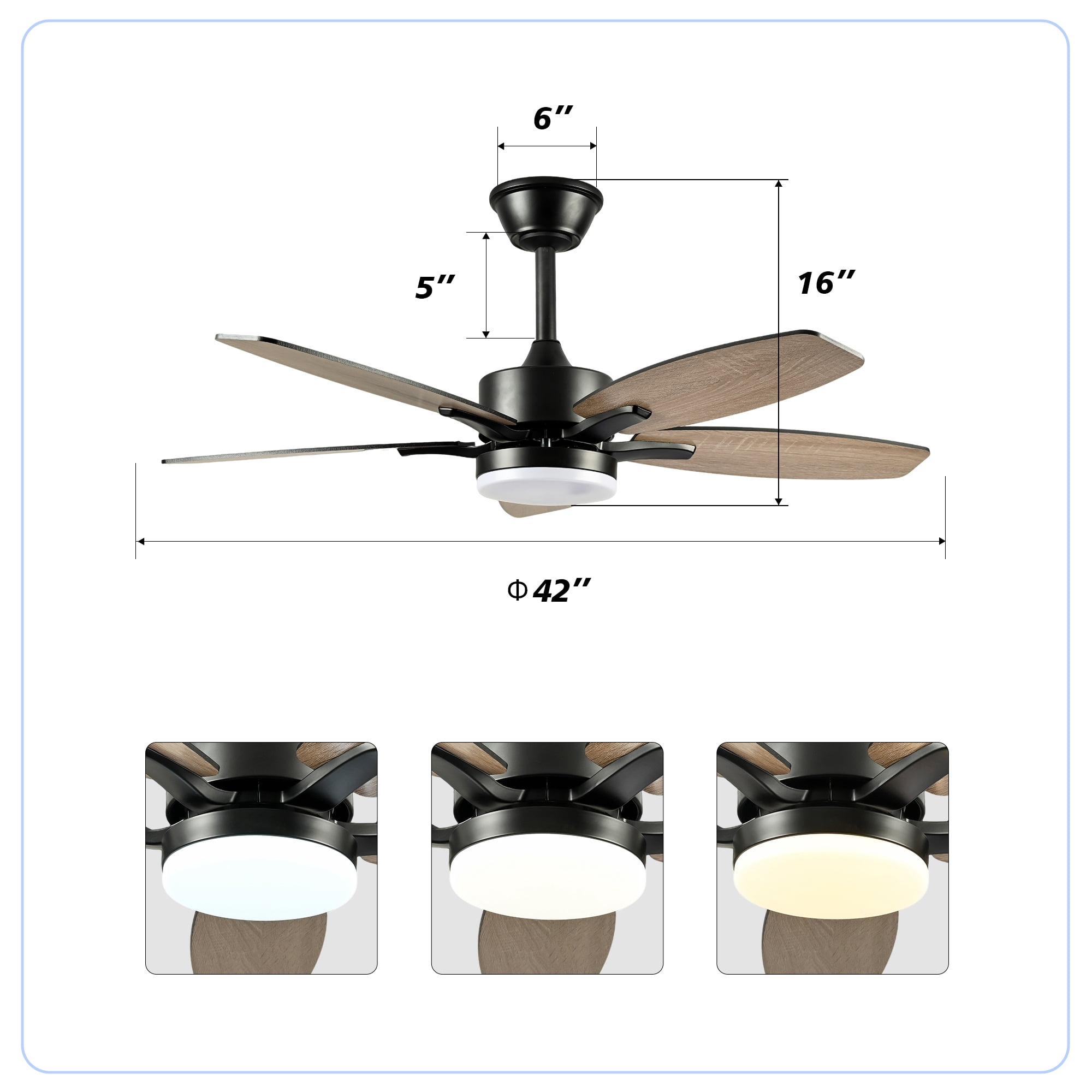Leumius 48" Ceiling Fan with Lights and Remote Control,Quiet DC Motor Ceiling Fans 6 Speed Levels,Reversible Ceiling Fan for Patio Living Room Bedroom Office